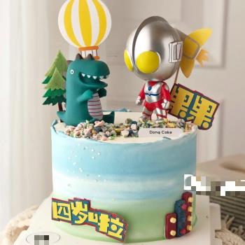 正版鋼鐵飛龍保衛者崛起生日蛋糕裝飾擺件怪獸插件插牌情景男孩