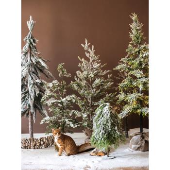 掬涵北歐雪景中大型圣誕樹套裝盆景帶燈雪松櫥窗拍攝道具商場家用