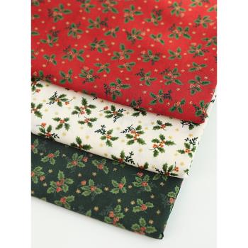日本進口40支純棉布料圣誕果柔軟燙金節日布手工布藝印花服裝面料