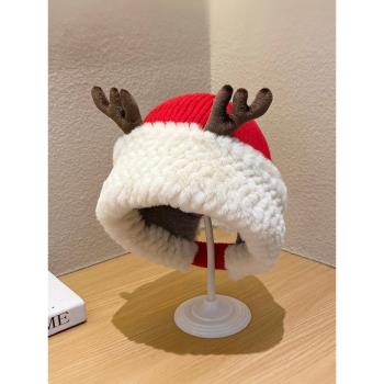 可愛女鹿角保暖防風護耳帽圣誕