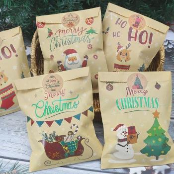 24Set Christmas Gift Bag Kraft Paper Bags Santa Claus Snowma