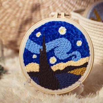俄羅斯戳戳繡初學毛線繡手工繡diy材料包刺繡墩繡自制禮物搓搓繡