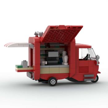 MOC-130816 積木套裝玩具圣誕咖啡嘟嘟車 創意拼裝國產禮物