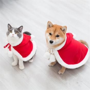 2023新款貓咪圣誕款衣服寵物幼貓小型犬狗狗圣誕新年帽子斗篷披風