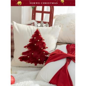 鈴鐺款圣誕抱枕節日裝飾禮物枕套圣誕樹拍攝道具客廳沙發靠枕靠墊
