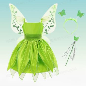 萬圣節圣誕綠色小精靈兒童奇妙仙子小叮當公主裙Tinkerbell演出服