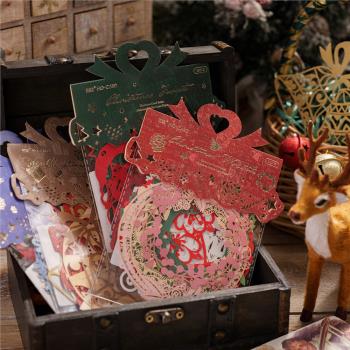 小日子不翻篇 圣誕頌歌鏤空蕾絲紙 復古鈴鐺雪人手帳DIY裝飾素材