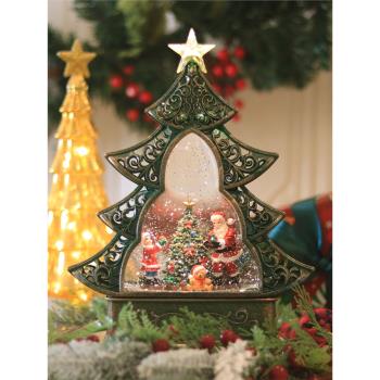 飄雪發光圣誕樹擺件音樂盒水晶球女生小公主生日夢幻創意禮物風燈