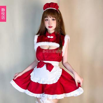 圣誕主題cosplay服裝兔女郎性感低胸紅色女仆短裙套裝夜店cos麋鹿