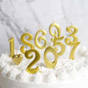 奢華金色數字蠟燭生日寶寶周歲布置祝壽圣誕婚禮周年蛋糕裝飾烘焙