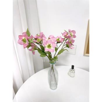 清倉 高品質仿真花圣誕玫瑰紫花假花客廳裝飾拍攝道具假花插花