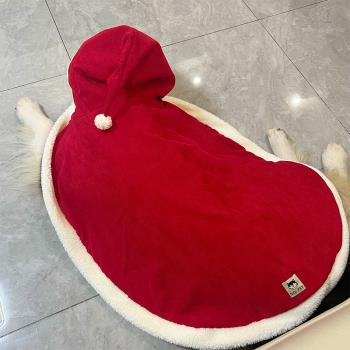 小紅帽圣誕新年中大型犬寵物狗狗秋冬保暖小被子睡毯披風睡袍金毛