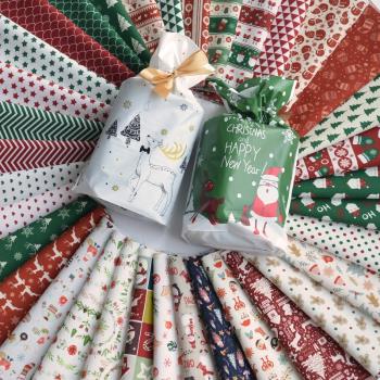 布料純棉棉布印花手工DIY材料全棉面料卡通娃衣服裝定位圣誕快樂