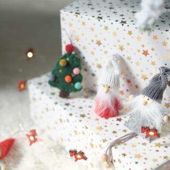 北歐INS風羊毛氈掛件卡通圣誕老人圣誕手套圣誕樹裝飾圣誕布置