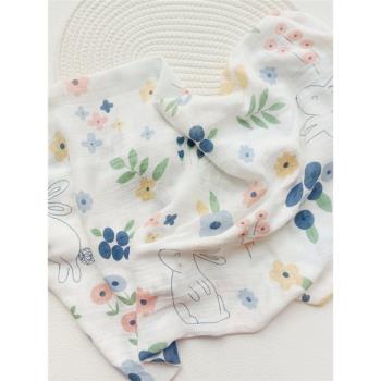 嬰兒童產房包巾初新生兒單層竹棉纖維純棉紗布襁褓巾抱巾蓋巾浴巾