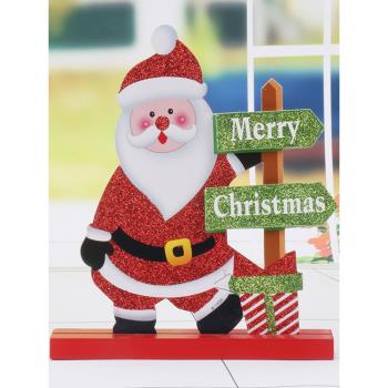 木質圣誕老人雪人圣誕鹿桌面擺件小型圣誕裝飾品書桌柜臺卡通禮物