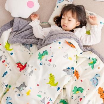豆豆毯嬰兒毯子三層幼兒園毛毯加厚保暖冬季小被子兒童學生午睡毯