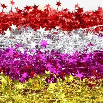 五角星星鐵絲圣誕裝飾用品活動布置空間裝扮彩色掛飾彩條彩帶掛件
