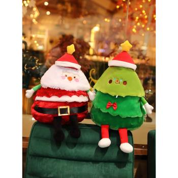 新款圣誕老人公仔抱枕圣誕禮物毛絨玩具發光圣誕樹裝飾禮品禮物女