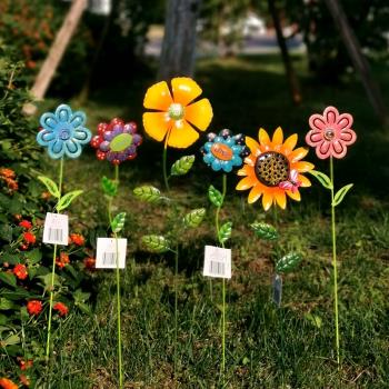 美式鄉村戶外鐵藝花朵花插庭院造景花園插土裝飾擺件院子陽臺佈置