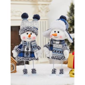 圣誕可愛搖擺雪人藍色滑雪公仔毛絨玩偶創意桌面裝飾擺件圣誕禮物