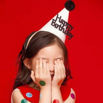 ins生日帽網紅蝴蝶結派對帽子寶寶周歲兒童成人拍照頭飾創意裝飾