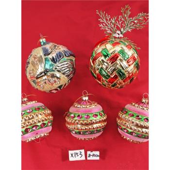 圣誕裝飾品8-10CM玻璃彩繪造型球圣誕樹場景布置吊球掛件圣誕禮物