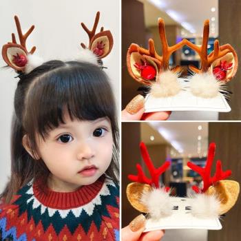 兒童圣誕頭飾女童麋鹿鹿角發夾寶寶可愛森系精靈對夾節日演出發卡