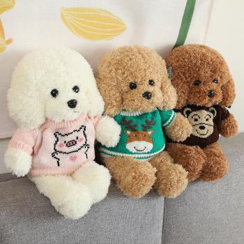 正版可愛泰迪小狗狗公仔兒童玩偶睡覺抱枕穿毛衣娃娃男女生日禮物