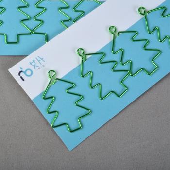 亮綠圣誕樹回形針 創意書簽彩色曲別針卡通回型針金屬回行針批發
