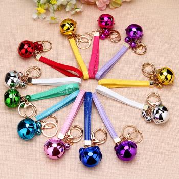 韓國創意禮品可愛圣誕小鈴鐺汽車鑰匙扣女鑰匙鏈圈DIY包掛件飾品