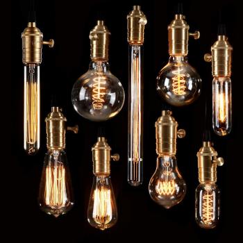 愛迪生燈泡蠶絲復古E27螺口鎢絲燈泡創意個性工業咖啡廳仿古光源