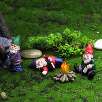 圣誕個性花園擺件精靈樹脂工藝品跨境微景觀醉酒侏儒裝飾品小矮人