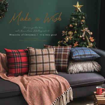 圣誕抱枕英倫復古羊毛客廳沙發