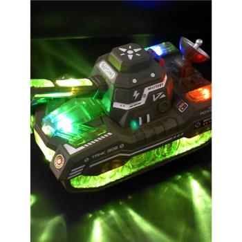 圣誕兒童手提電動萬向坦克車自動投放坦克玩具寶寶的炫酷戰車燈籠
