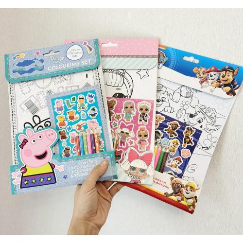 哄孩子神器DIY填色畫畫 寶寶公主涂色紙涂鴉填色帶貼紙派對套裝