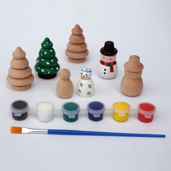 圣誕創意彩繪DIY雪人圣誕樹手繪丙烯兒童涂鴉玩具禮品工藝品擺件