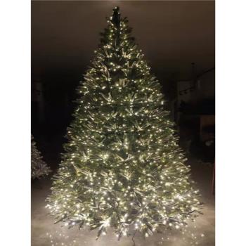 豪華發光圣誕樹加密PE松針圣誕樹 暖光LED環保仿真戶外框架圣誕樹