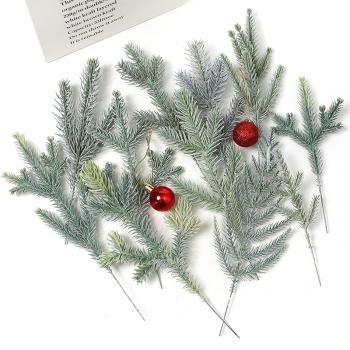 仿真圣誕松針多叉撒粉青松 diy手工圣誕花環材料 圣誕樹裝飾布景
