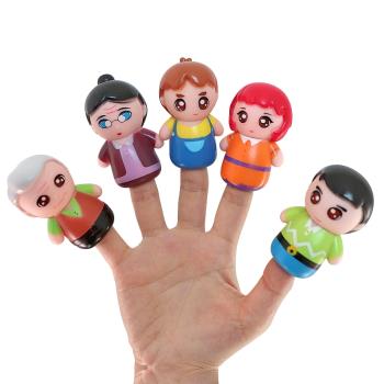 兒童手指玩偶套寶寶一家人玩具恐龍動物玩具幼兒園早教娃娃玩偶