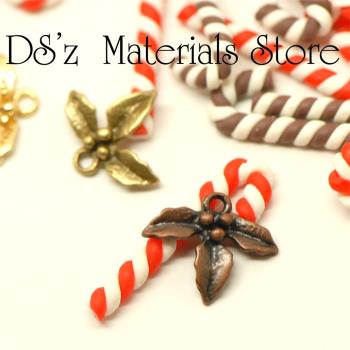 【DSz】古銅 古紅銅 真金電鍍 圣誕紅的葉子圣誕葉 diy手工飾品L9