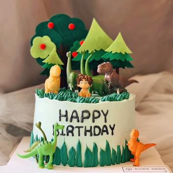 森系毛氈小樹插件牌森林樹木小動物派對恐龍恐龍當家蛋糕裝飾擺件