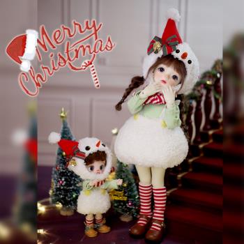 聖誕雪人6分bjd娃娃衣服裝材料包diy小布ob11ob24Blythe野蠻寶貝