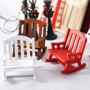 Dollhouse1:12娃娃屋歐式復古木質搖擺椅迷你圣誕裝飾套裝配件