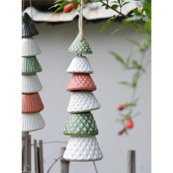 外貿手工陶瓷圣誕樹掛飾掛件空中吊飾花園店鋪家居裝飾品園藝雜貨