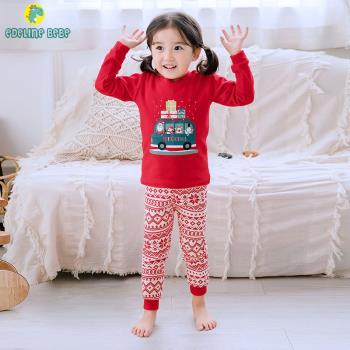 韓國兒童圣誕純棉秋冬季內衣套裝