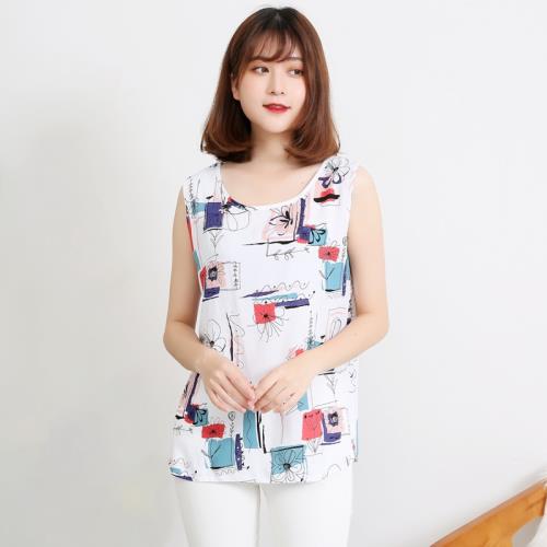 夏季棉綢背心女可外穿綿綢睡衣寬松大碼胖媽媽人造棉無袖上衣汗衫