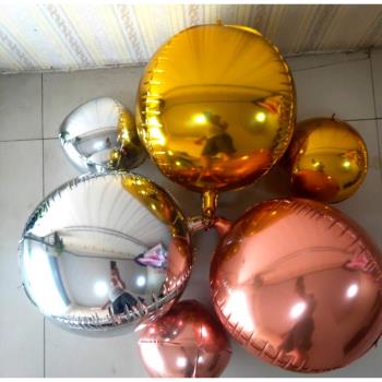 4D正圓形金屬質感玫瑰金色銀色婚慶生日派對裝飾鋁箔鋁膜圣誕氣球