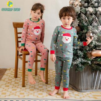 韓國兒童圣誕純棉秋冬內衣套裝