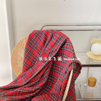 韓國ins紅色大格子桌布蘇格蘭格子DIY布料蓋布餐布圣誕背景布